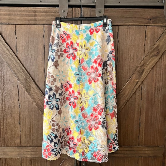 Anthropologie Eva Franco Meghan Floral Embroidered Midi Skirt Size 6 EUC - Picture 5 of 9